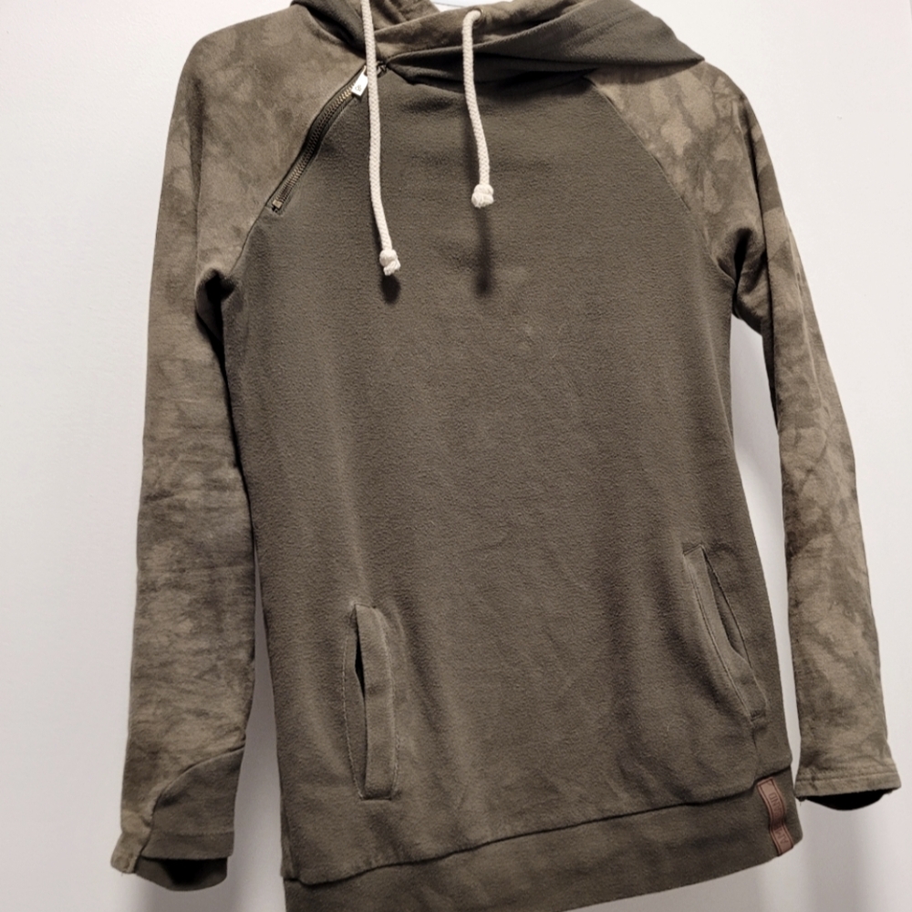 AMPERSAND Double Hooded Hoodie Camouflage Olive Green Size XS